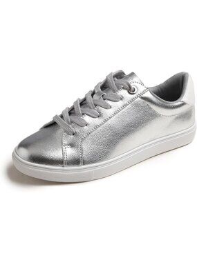 Women's Silver Silversole Big Eyelet Fashion Lightweight Spring Casual Sneaker